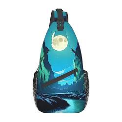 Water Moon Cave Multifunktionale Nylon-Brusttasche, leicht und tragbar, geeignet für Männer und Frauen, perfekte Größe, langlebig und wasserdicht, Schwarz, Einheitsgröße von AkosOL