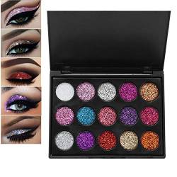 15 Farben Wasserfest, Palette Shining CmaaDu Color Glitter Eyeshadow Shiny Scallion Eye Shadow Cosmetic Powder von Akozon