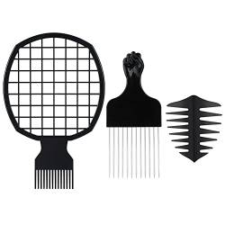 Afro Kamm Set, 3 Stück Metall Pick Kamm Afro Twist Kamm Set Pick Kamm Frisur Werkzeuge für Home Salon Haarstyling Zubehör von Akozon