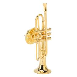 Goldene Miniatur-Trompete, Exquisite Mini-Musikinstrument-Brosche mit Anstecknadel in Form Einer Aufbewahrungsbox aus Messing von Akozon