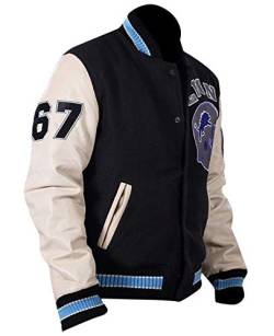 AKSAH FASHION Herren Beverly Hills Cop Sports Letterman Varsity Wolle & Leder Ärmel Jacke, Wolle und Leder, L von Aksah Fashion