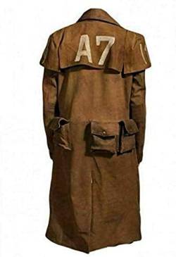 Aksah Fashion Herren NCR Ranger Veteran Armor New Vegas A7 Braunes Wildleder Trenchcoat Cosplay Kostüm, braun, M von Aksah Fashion