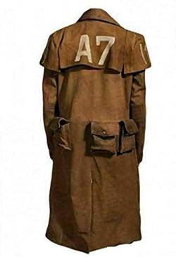 Aksah Fashion Herren NCR Ranger Veteran Armor New Vegas A7 Braunes Wildleder Trenchcoat Cosplay Kostüm, braun, XS von Aksah Fashion