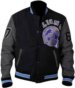 Aksah Fashion Tom Hardy Venom Varsity Herrenjacke | Schwarz und Grau Wolle und Leder Ärmel Jacke, Design 1 – Ärmel aus Kunstleder, XL von Aksah Fashion