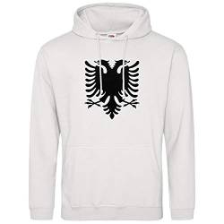 AkyTEX Albanien Hoodie Kapuzenpullover Hoody Adler Wappen (Weiss, L) von AkyTEX