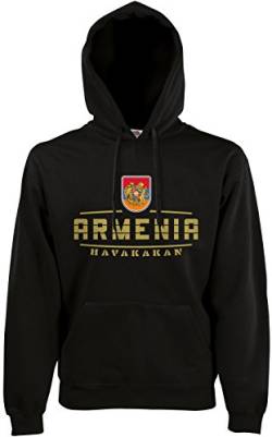 AkyTEX Armenien Hajastan Fan-Hoodie EM-2021 Kapuzenpullover Schwarz XXL von AkyTEX