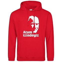 AkyTEX Atatürk Izindeyiz Hoodie Türkiye Türkei Kapuzenpullover Hoody (Rot, L) von AkyTEX