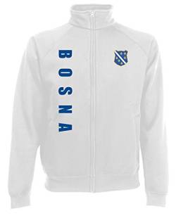 AkyTEX Bosnien Bosna EM-2020 Sweatjacke Wunschname Wunschnummer Weiß L von AkyTEX