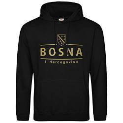 AkyTEX Bosnien Bosna Hoodie Kapuzenpullover Hoody Wappen (Schwarz, M) von AkyTEX