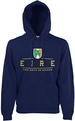 AkyTEX Irland Eire Fan-Hoodie EM-2021 Kapuzenpullover Navyblau XL von AkyTEX