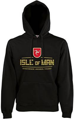 AkyTEX Isle of Man Fan-Hoodie EM-2021 Kapuzenpullover Schwarz L von AkyTEX