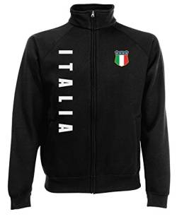 AkyTEX Italien Italia EM-2020 Sweatjacke Wunschname Wunschnummer Schwarz S von AkyTEX