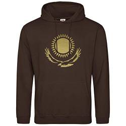 AkyTEX Kasachstan KA3AXCTAH Hoodie Kapuzenpullover Hoody Sonne Adler Wappen (Chocolate, M) von AkyTEX