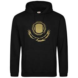 AkyTEX Kasachstan KA3AXCTAH Hoodie Kapuzenpullover Hoody Sonne Adler Wappen (Schwarz, L) von AkyTEX