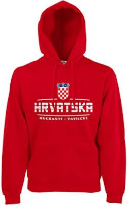 AkyTEX Kroatien Hrvatska Fan-Hoodie EM-2021 Kapuzenpullover Rot L von AkyTEX