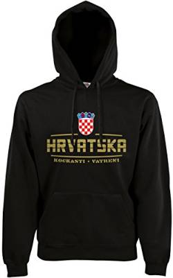 AkyTEX Kroatien Hrvatska Fan-Hoodie EM-2021 Kapuzenpullover Schwarz M von AkyTEX
