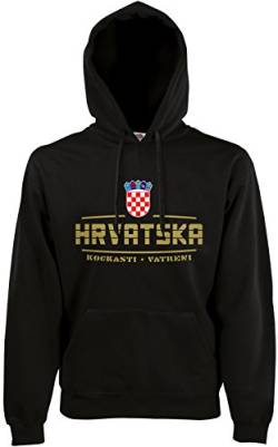 AkyTEX Kroatien Hrvatska Fan-Hoodie EM-2021 Kapuzenpullover Schwarz S von AkyTEX