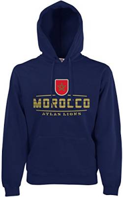 AkyTEX Marokko Morocco Fan Hoodie Kapuzenpullover WM2018 Navyblau XL von AkyTEX