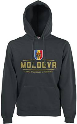 AkyTEX Moldawien Moldova Fan-Hoodie EM-2021 Kapuzenpullover Graphit L von AkyTEX