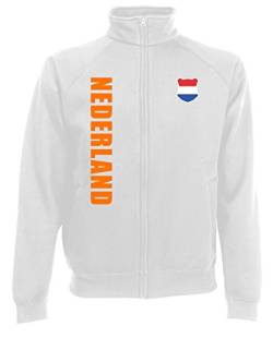 AkyTEX Niederlande Nederland EM-2020 Sweatjacke Wunschname Nummer Weiß M von AkyTEX