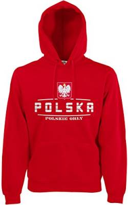 AkyTEX Polen Polska Fan-Hoodie EM-2021 Kapuzenpullover Rot XXL von AkyTEX