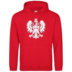 AkyTEX Polen Polska Hoodie Kapuzenpullover Hoody Wappen Adler (Rot, XL) von AkyTEX
