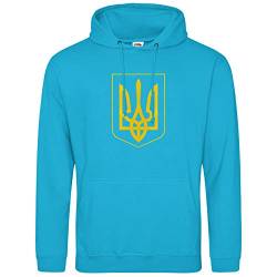 AkyTEX Ukraine Trysub Hoodie Kapuzenpullover Hoody Wappen (Azurblau, XL) von AkyTEX