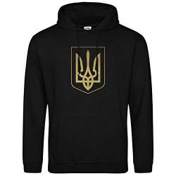 AkyTEX Ukraine Trysub Hoodie Kapuzenpullover Hoody Wappen (Schwarz, XL) von AkyTEX