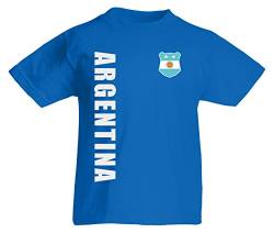 Argentinien Argentina WM-2022 Kinder T-Shirt Wunschname Nummer Royalblau 164 von AkyTEX