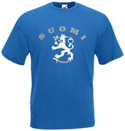 Finnland Suomi T-Shirt Fanshirt Trikot EM-2021 Royalblau XL von AkyTEX