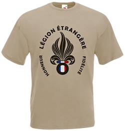 Fremdenlegion Frankreich Légion étrangère T-Shirt Fanshirt (Khaki, L) von AkyTEX