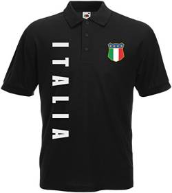 Italien Italia EM-2020 Polo-Shirt Wunschname Wunschnummer Schwarz XXL von AkyTEX