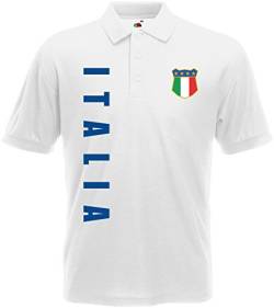 Italien Italia EM-2020 Polo-Shirt Wunschname Wunschnummer Weiß L von AkyTEX