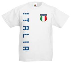 Italien Italia Kinder-Shirt Name Nummer Trikot EM-2021 Weiß 116 von AkyTEX