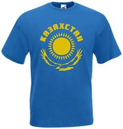 Kasachstan Ka3axctah T-Shirt Fanshirt Trikot EM-2021 Royalblau M von AkyTEX