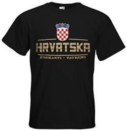 Kroatien Hrvatska T-Shirt Fanshirt Nation EM-2021 Schwarz XXL von AkyTEX