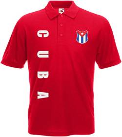 Kuba Cuba WM-2022 Polo-Shirt Wunschname Nummer Rot M von AkyTEX