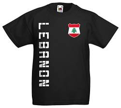 Libanon Lebanon Kinder EM 2016 T-Shirt Trikot Name Nummer (Schwarz, 116) von AkyTEX