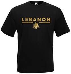 Libanon Lebanon T-Shirt Fanshirt (Schwarz, M) von AkyTEX