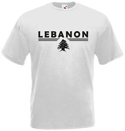 Libanon Lebanon T-Shirt Fanshirt (Weiß, M) von AkyTEX