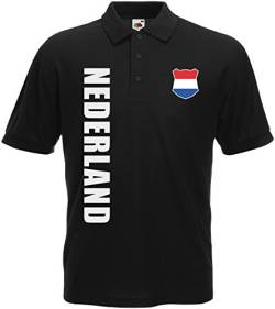 Niederlande Nederland EM-2020 Polo-Shirt Wunschname Nummer Schwarz M von AkyTEX