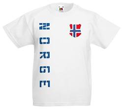 Norwegen Norge Kinder-Shirt Name Nummer Trikot EM-2021 Weiß 140 von AkyTEX