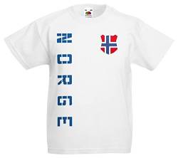 Norwegen Norge Kinder-Shirt Name Nummer Trikot EM-2021 Weiß 152 von AkyTEX