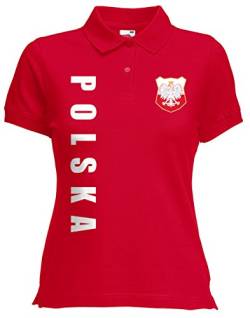 Polen Polska Damen Polo-Shirt Name Nummer EM-2021 Trikot Rot M von AkyTEX