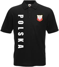 Polen Polska EM-2020 Polo-Shirt Wunschname Wunschnummer Schwarz M von AkyTEX