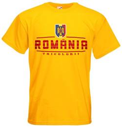 Rumänien Romania T-Shirt Fanshirt Nation EM-2021 Gelb XXL von AkyTEX