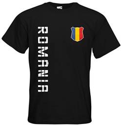 Rumänien Romania T-Shirt Trikot Basic EM-2021 Schwarz L von AkyTEX