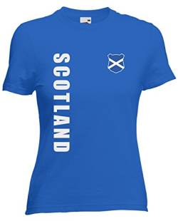 Schottland Scotland EM-2020 Damen T-Shirt Wunschname Nummer Royalblau L von AkyTEX