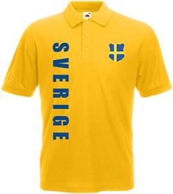 Schweden Sverige EM-2020 Polo-Shirt Wunschname Wunschnummer Gelb XXL von AkyTEX