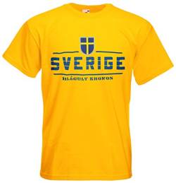 Schweden Sverige T-Shirt Fanshirt Nation EM-2021 Gelb M von AkyTEX